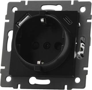 Механизм розетки с USB зарядкой SCT-MUAC-PL-BK-V (250V, 16A) (Arlight, -) | Arlight 049830