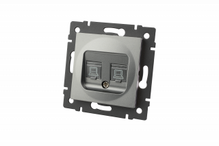 Механизм компьютерной розетки двойной SCT-MPC2-PL-GR-V (RJ-45, CAT6) (Arlight, -) | Arlight 049851
