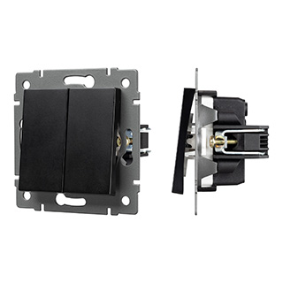 Механизм выключателя двухклавишный непроходной SWT-MK02-PL-BK-V (250V, 10A) (Arlight, -) | Arlight 049888