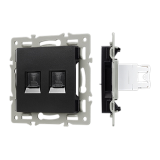Механизм компьютерной розетки двойной SCT-MPC2-PL-BK (RJ-45, CAT6) (Arlight, -) | Arlight 045337