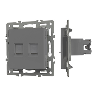 Механизм компьютерной розетки двойной SCT-MPC2-PL-GR (RJ-45, CAT6) (Arlight, -) | Arlight 045338