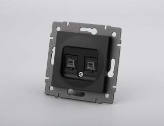 Механизм компьютерной розетки двойной SCT-MPC2-PL-BK-V (RJ-45, CAT6) (Arlight, -) | Arlight 049853