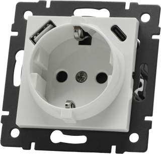 Механизм розетки с быстрой USB зарядкой SCT-MUAC-PL-WH-V (250V, 16A) (Arlight, -) | Arlight 049822