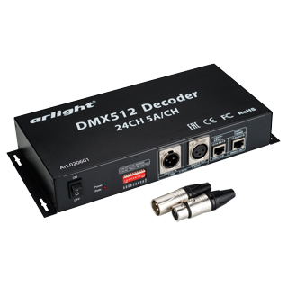 Декодер DMX-24CH-5A (12-24V,1440-2880W) (arlight, IP20 Металл, 1 год) | Arlight 020601