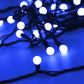 Светодиодная гирлянда ARD-BALL-CLASSIC-D13-20000-BLACK-200LED BLUE (230V, 14W) (Ardecoled, IP65) | Arlight 025576