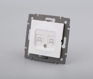 Механизм компьютерной розетки двойной SCT-MPC2-PL-WH-V (RJ-45, CAT6) (Arlight, -) | Arlight 049854
