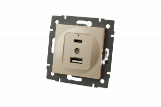 Механизм USB розетки SCT-MUAC-PL-GD-V (5V, 3A, QC4) (Arlight, -) | Arlight 049841